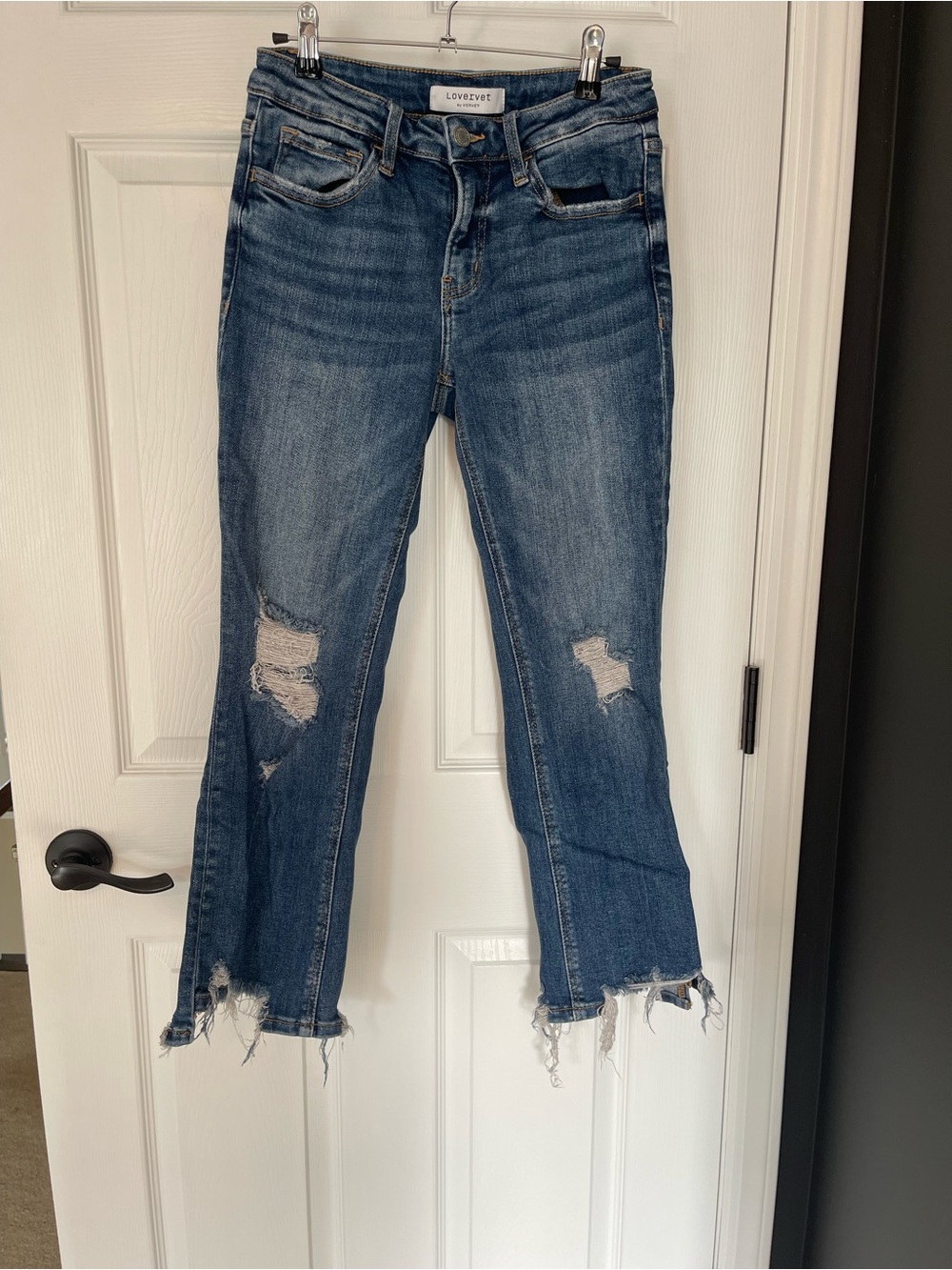 Lovervet Women's Distressed Mid-Blue Jeans